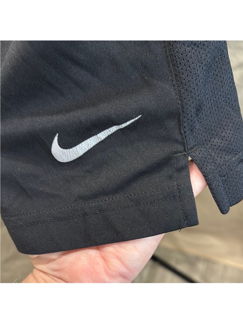Nike Men's Black Athletic Shorts with White Swoosh - Picture 5 of 5